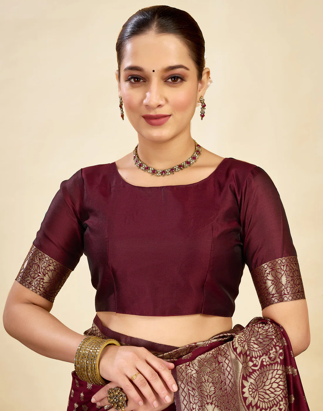 Premium Maroon Banarasi Silk Saree for Women | Designer Wedding Party Wear Saree | Traditional Zari Work Ethnic Saree | Festive & Bridal Collection