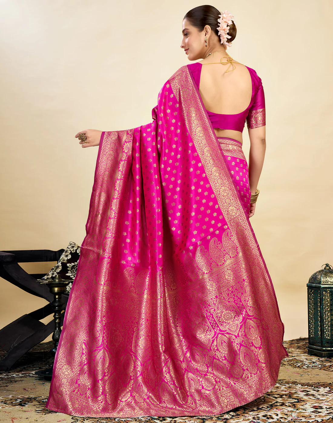 Premium Rani Banarasi Silk Saree for Women | Designer Wedding & Festive Wear Saree with Rich Zari Work