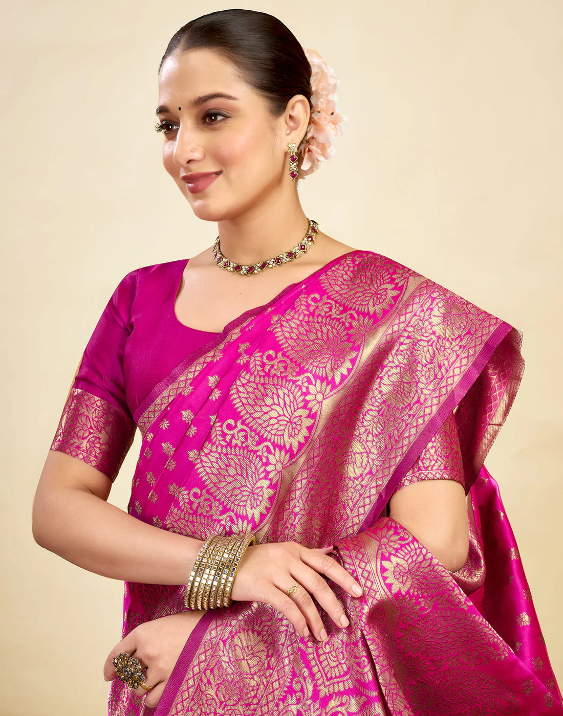 Premium Rani Banarasi Silk Saree for Women | Designer Wedding & Festive Wear Saree with Rich Zari Work
