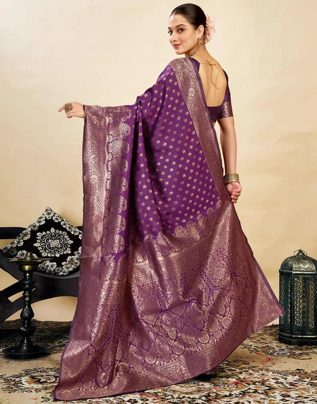 Premium Wine Purple Banarasi Silk Saree with Rich Zari Weaving | Traditional Wedding & Festive Wear Saree for Women
