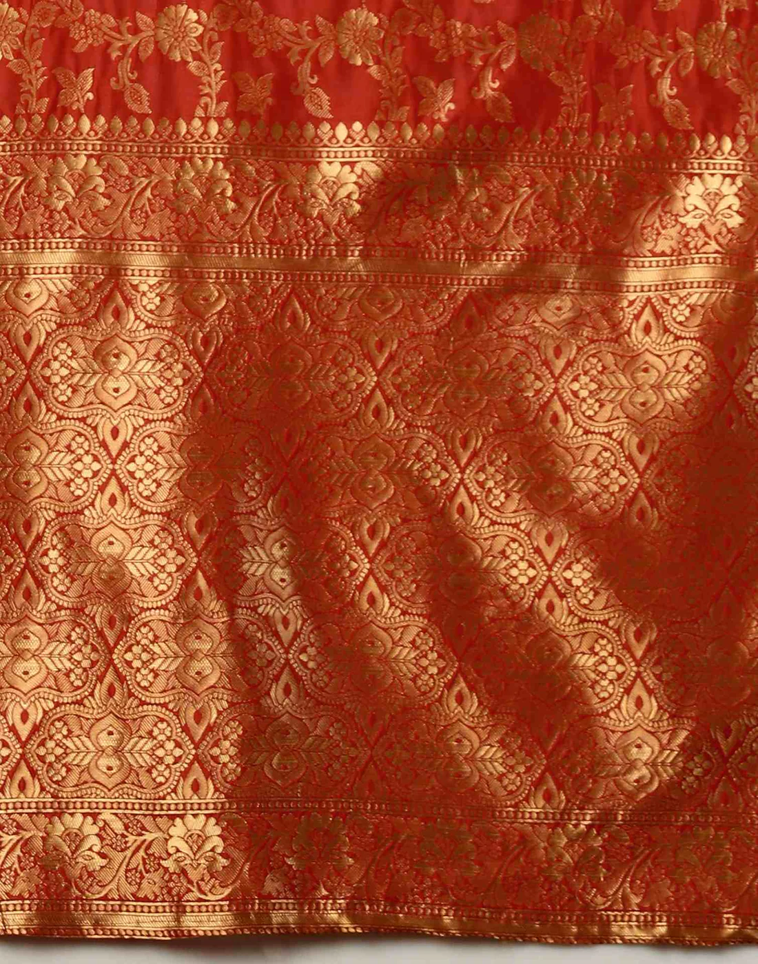 Red Jacquard Saree for Women with Golden Zari Floral Weaving | Premium Wedding, Bridal & Festive Wear Saree with Unstitched Blouse Piece