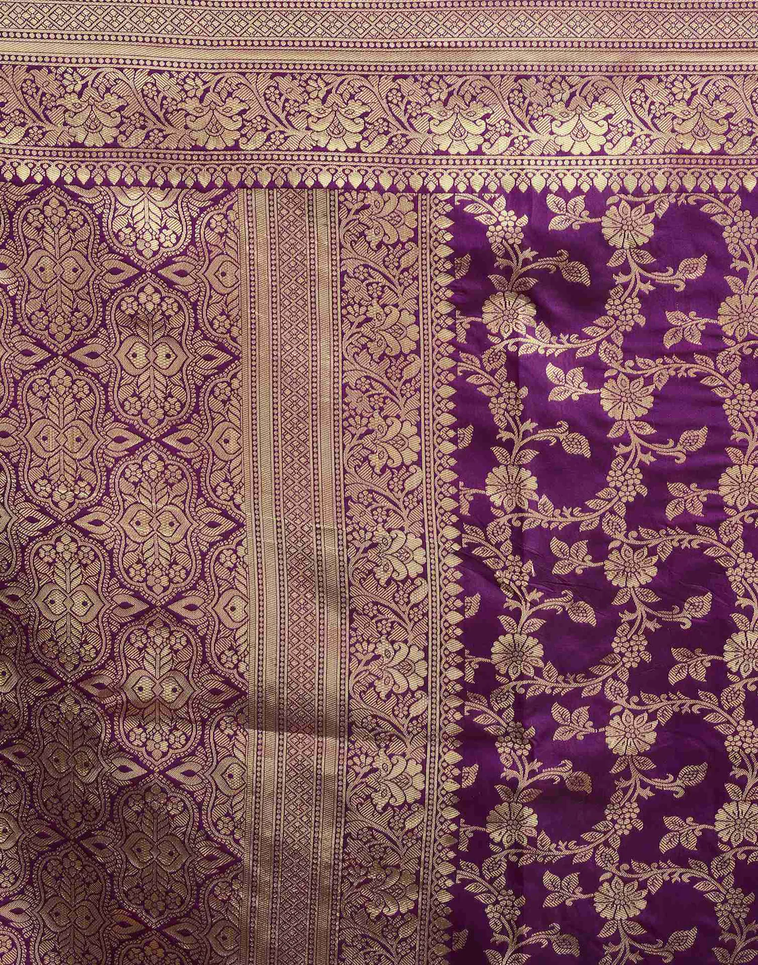Wine Jacquard Saree for Women with Golden Zari Floral Weaving | Premium Wedding, Festive & Traditional Wear Saree with Unstitched Blouse Piece