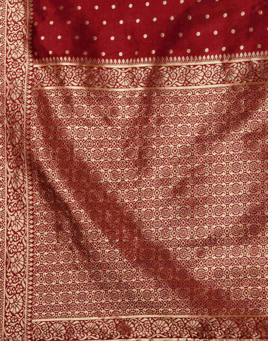 Maroon Jacquard Saree for Women with Golden Zari Weaving | Premium Wedding, Festive & Party Wear Saree with Unstitched Blouse Piece