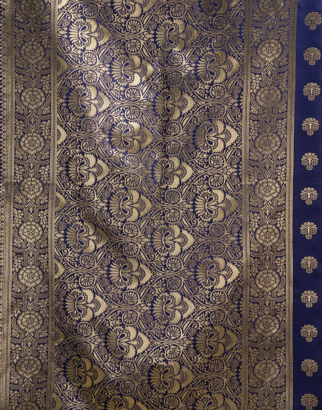 AXONIT Jacquard Saree for Women | Navy Blue Jacquard Saree with Golden Zari Work | Design A234 | Soft Elegant Saree