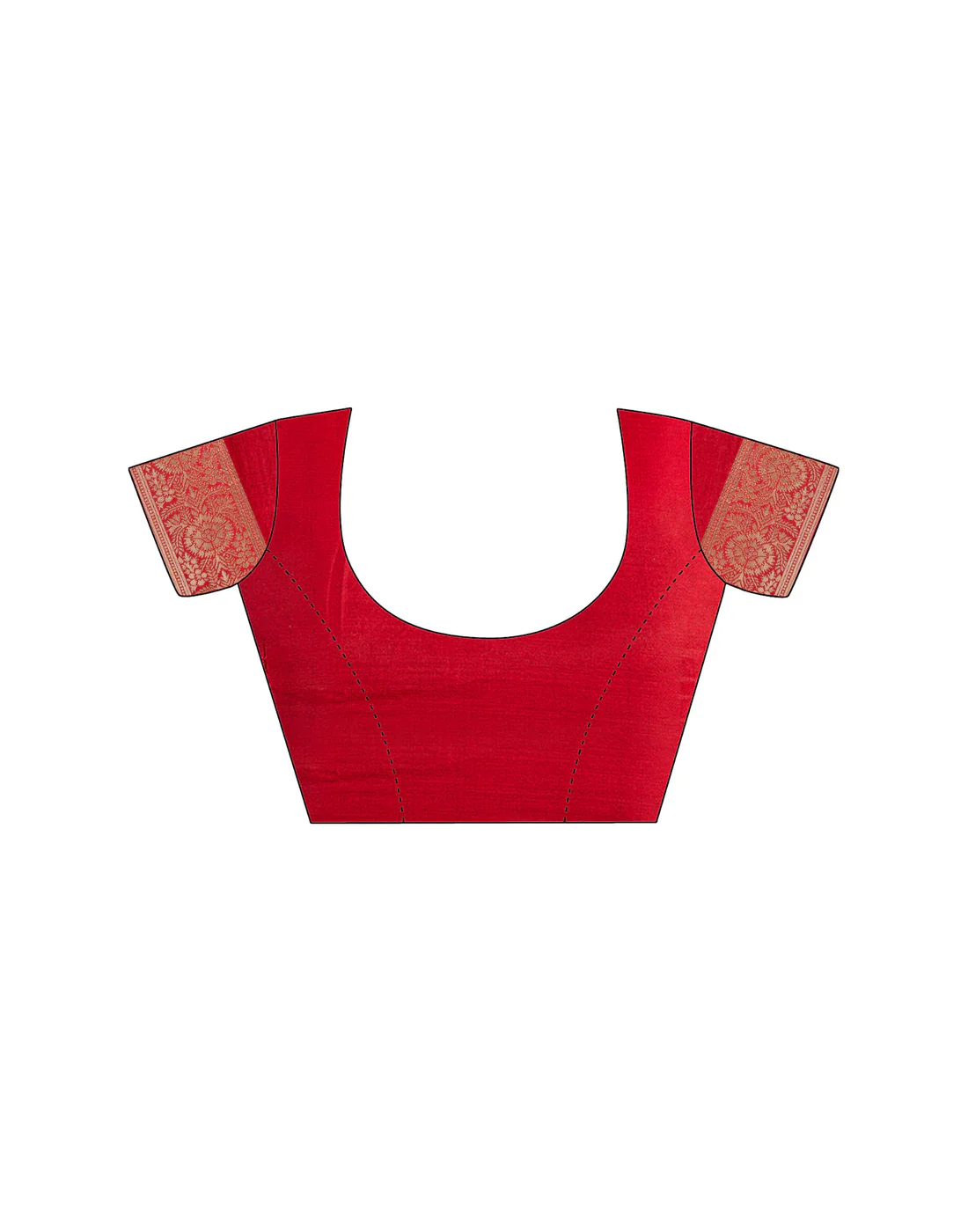 Red Jacquard Saree for Women with Antique Gold Border