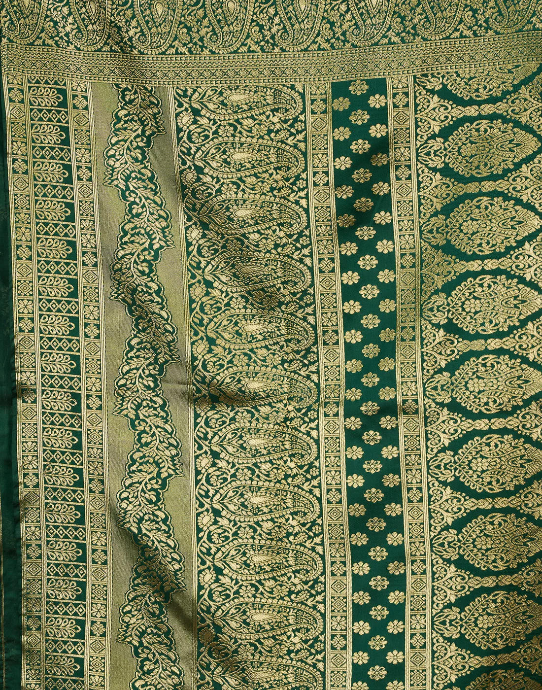 Bottle Green Jacquard Saree for Women with Golden Zari Weaving | Premium Festive, Wedding & Party Wear Saree with Unstitched Blouse Piece