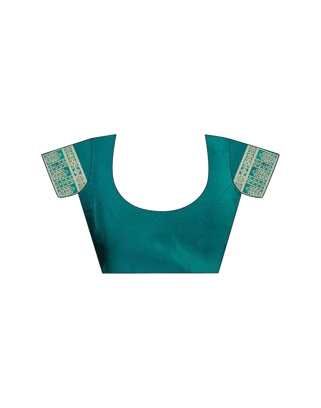 Turquoise Teal Jacquard Saree for Women with Golden Zari Weaving | Premium Festive, Wedding & Party Wear Saree with Unstitched Blouse Piece