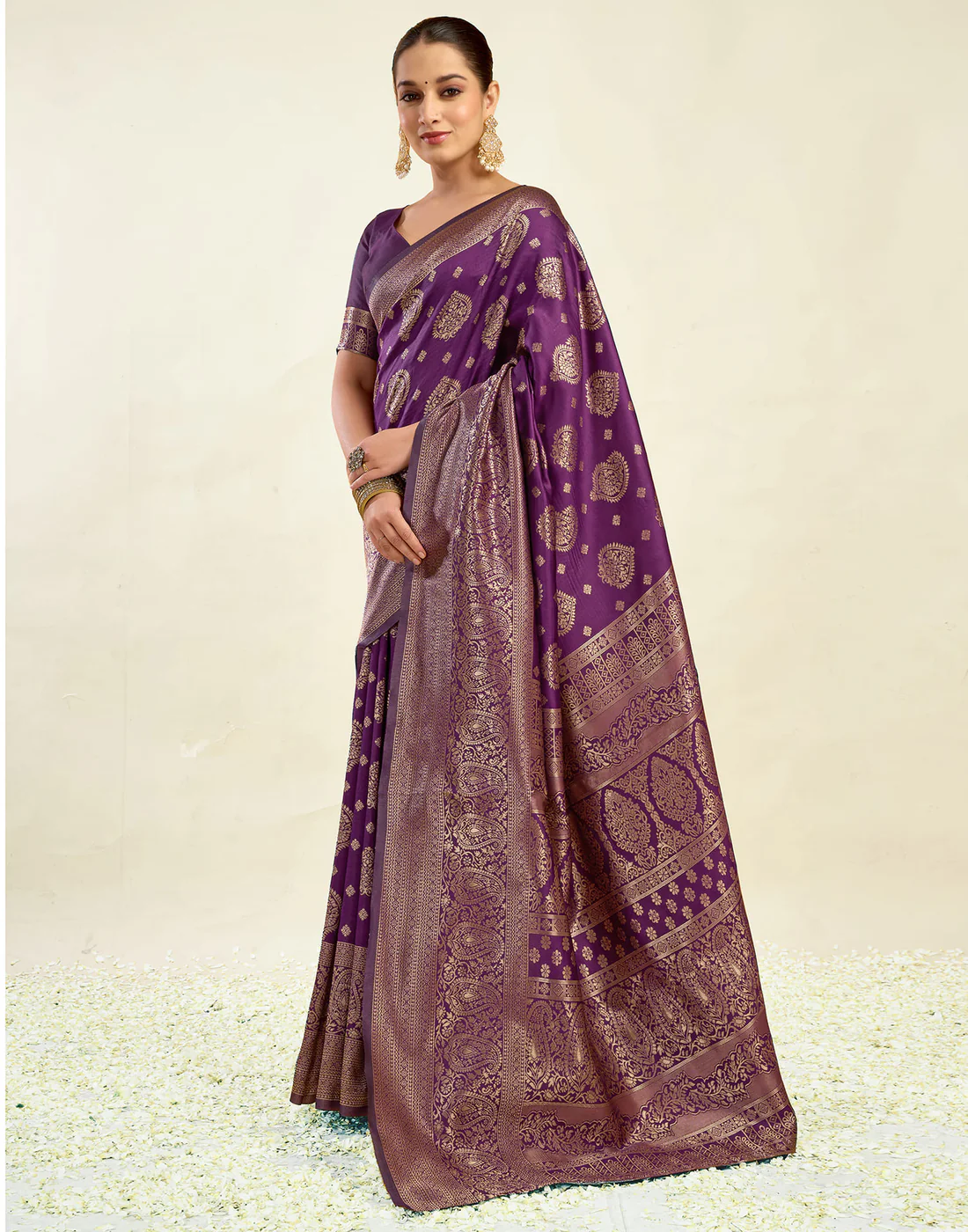 Wine Jacquard Saree for Women with Golden Zari Weaving | Premium Festive, Party & Traditional Wear Saree with Unstitched Blouse Piece