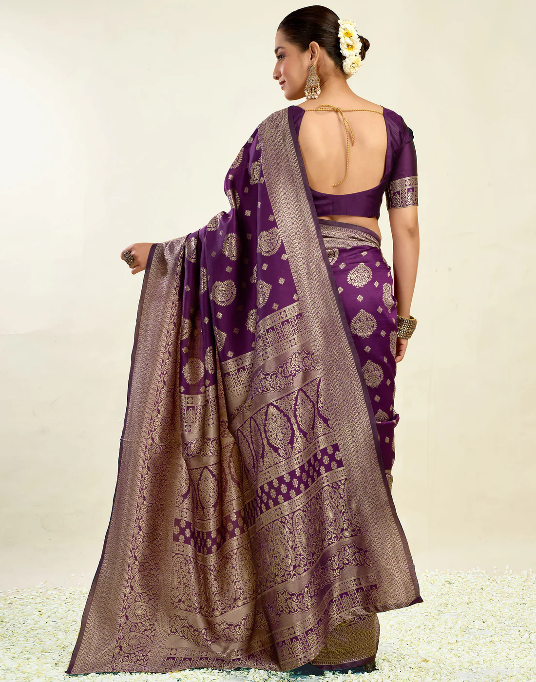 Wine Jacquard Saree for Women with Golden Zari Weaving | Premium Festive, Party & Traditional Wear Saree with Unstitched Blouse Piece