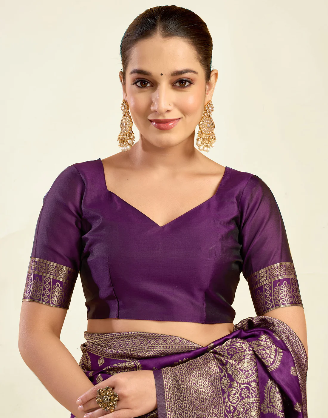 Wine Jacquard Saree for Women with Golden Zari Weaving | Premium Festive, Party & Traditional Wear Saree with Unstitched Blouse Piece