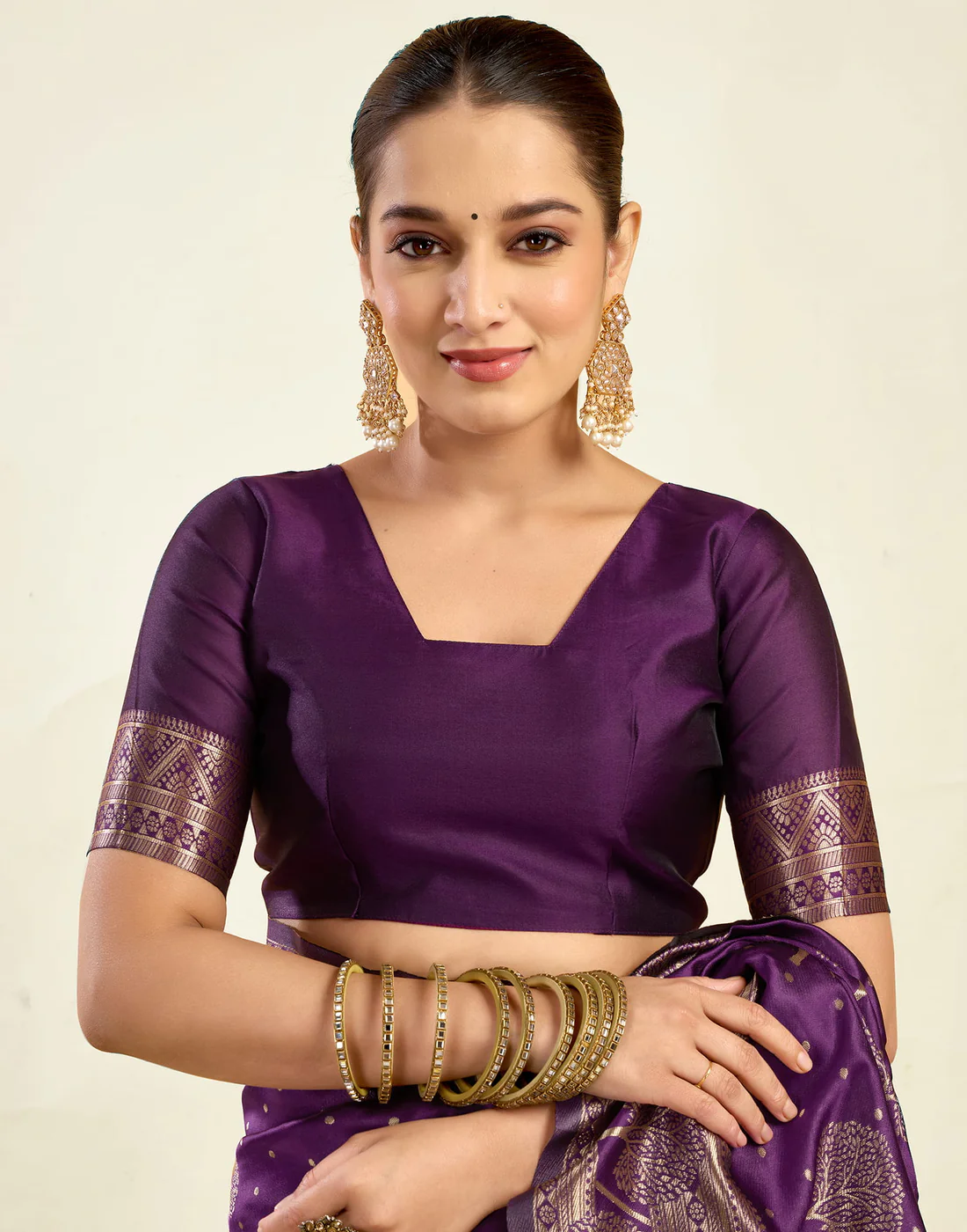 Wine Jacquard Saree for Women with Golden Zari Weaving | Premium Festive, Wedding & Party Wear Saree with Unstitched Blouse Piece