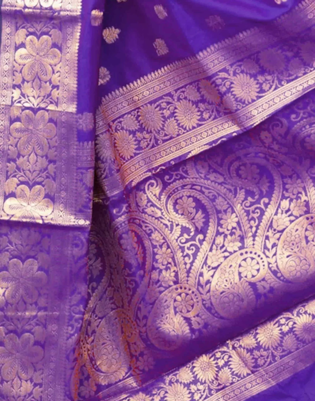 Violet Jacquard Silk Saree for Women with Golden Zari Weaving | Premium Wedding, Festive & Traditional Wear Saree with Unstitched Blouse Piece