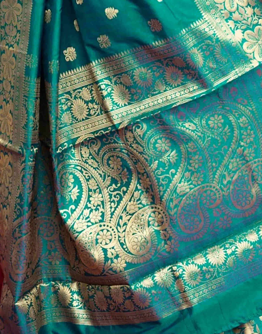 Rama Green Jacquard Silk Saree for Women with Golden Zari Weaving | Premium Wedding, Festive & Traditional Wear Saree with Unstitched Blouse Piece