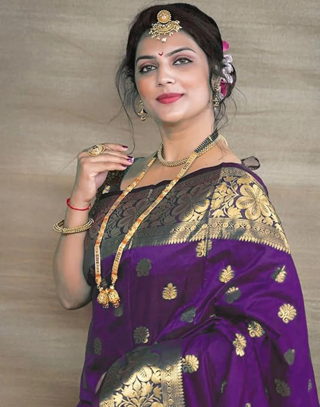 Wine Jacquard Silk Saree for Women with Golden Zari Weaving | Premium Wedding, Festive & Traditional Wear Saree with Unstitched Blouse Piece
