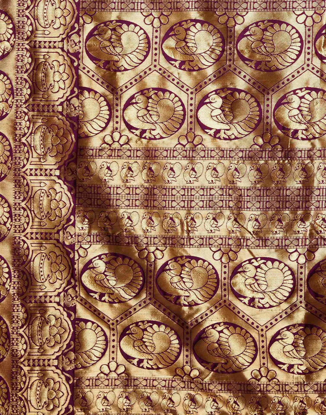 Wine Jacquard Saree for Women with Golden Zari Weaving | Premium Wedding, Festive & Traditional Wear Saree with Unstitched Blouse Piece