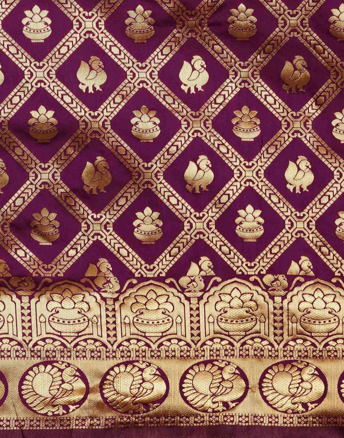 Wine Jacquard Saree for Women with Golden Zari Weaving | Premium Wedding, Festive & Traditional Wear Saree with Unstitched Blouse Piece