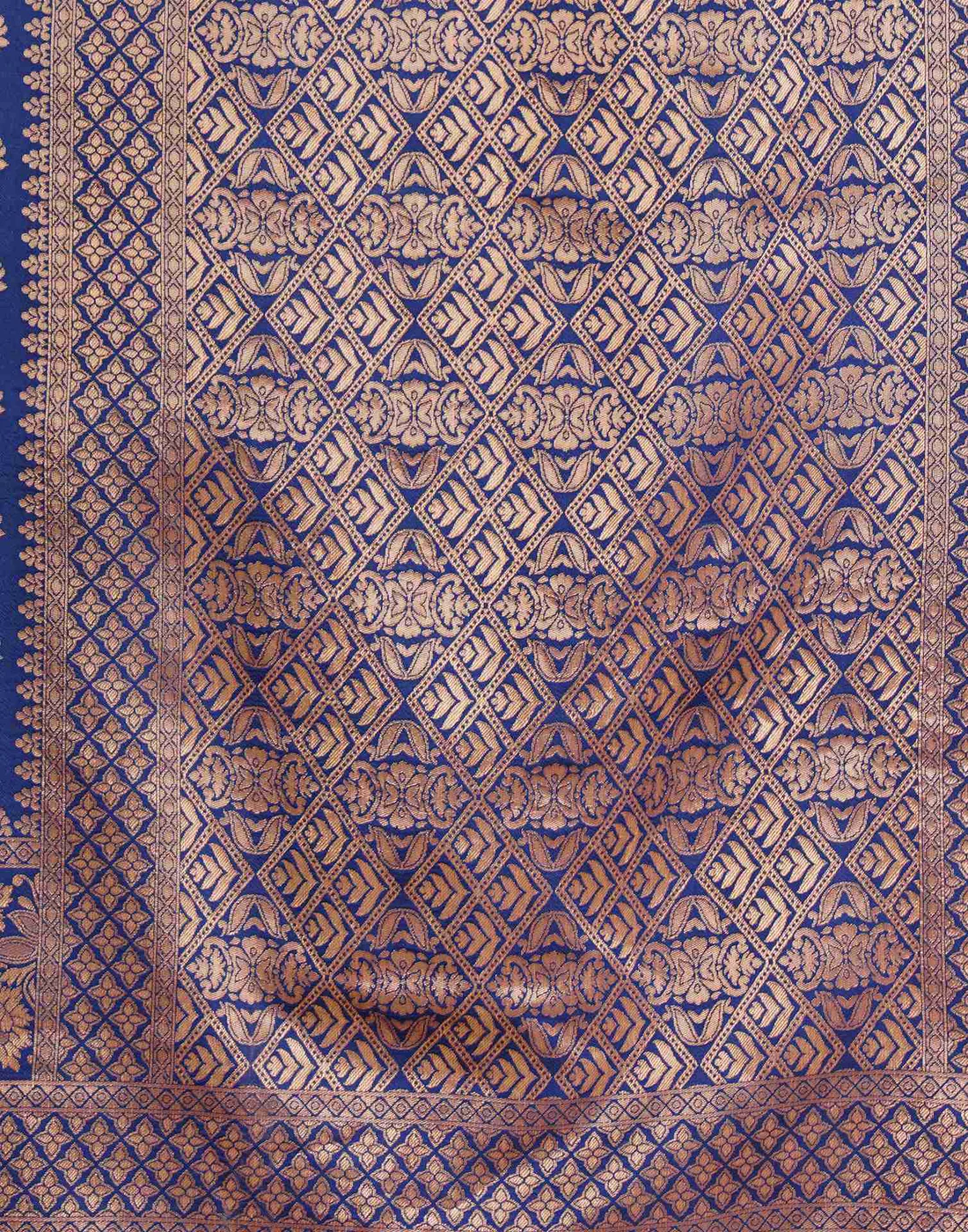 Navy Blue Jacquard Saree for Women with Golden Zari Butti Weaving | Premium Wedding, Festive & Traditional Wear Saree with Unstitched Blouse Piece