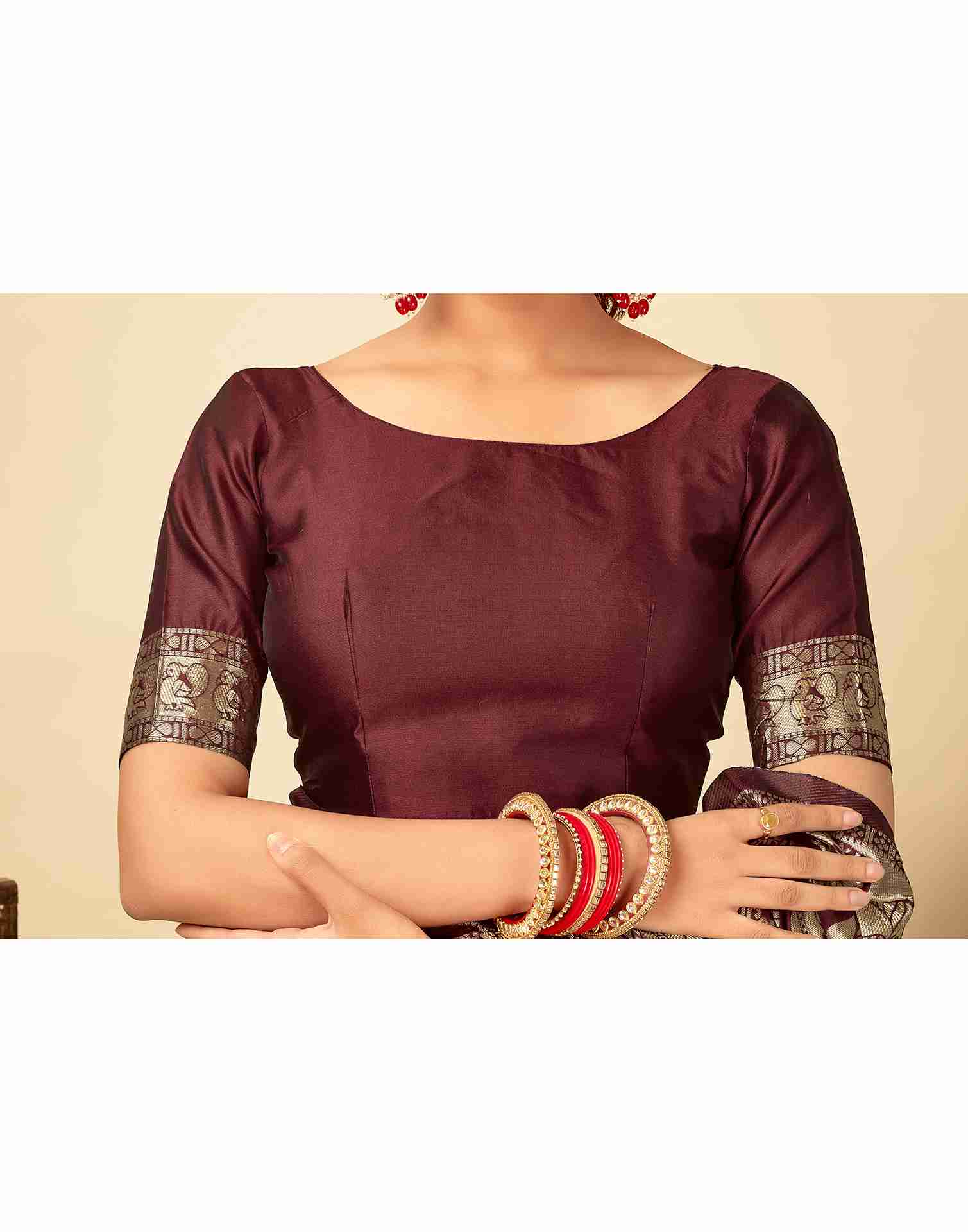 Royal Maroon Jacquard Saree for Women with Golden Zari Weaving | Premium Wedding, Festive & Traditional Wear Saree with Unstitched Blouse Piece